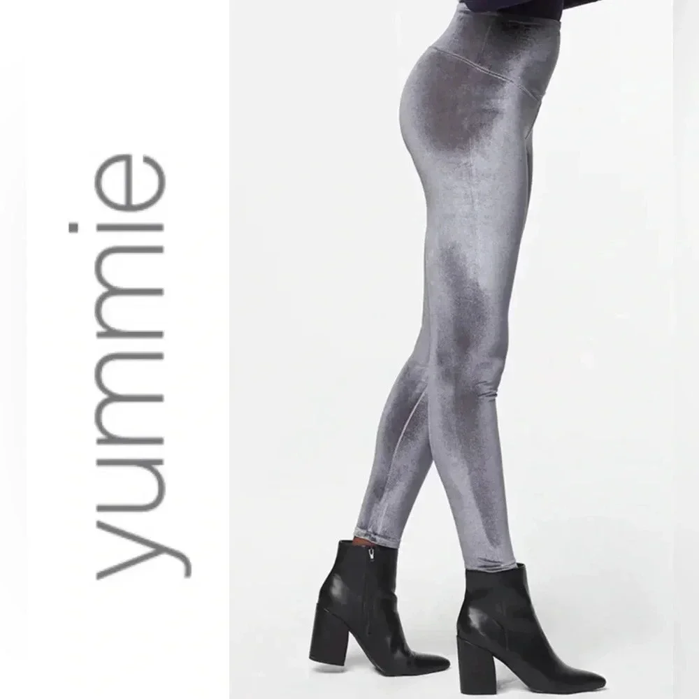 Yummie Velvet Shaping Leggings Size XL Asphalt Rear Lifting High Waist - Picture 2 of 10